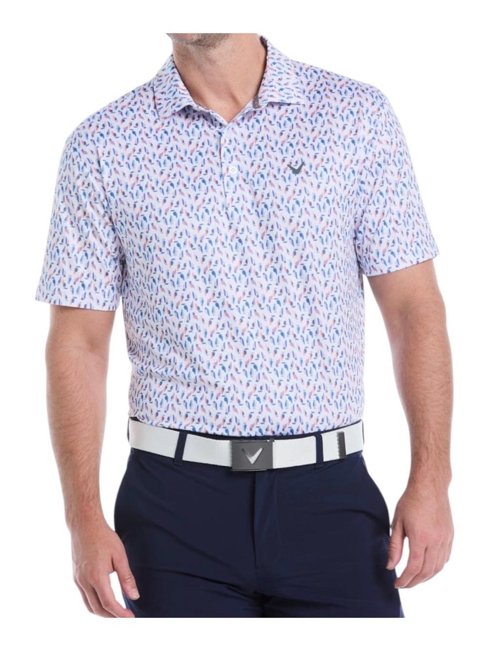 Callaway Golf Polo Shirt Mens Size M Opti-Dri Short Sleeve Birdie Print White